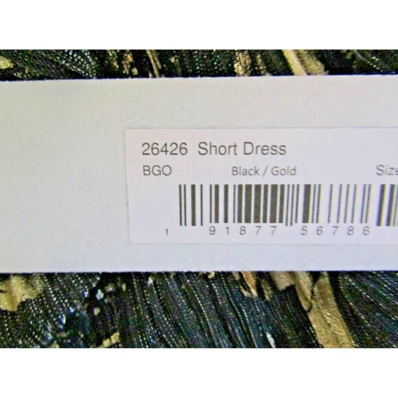 Ieena Mac Duggal Dress NWT Black Gold Metallic Sleeveless Cocktail Midi $380 12